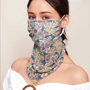 Blue flower scarf face mask